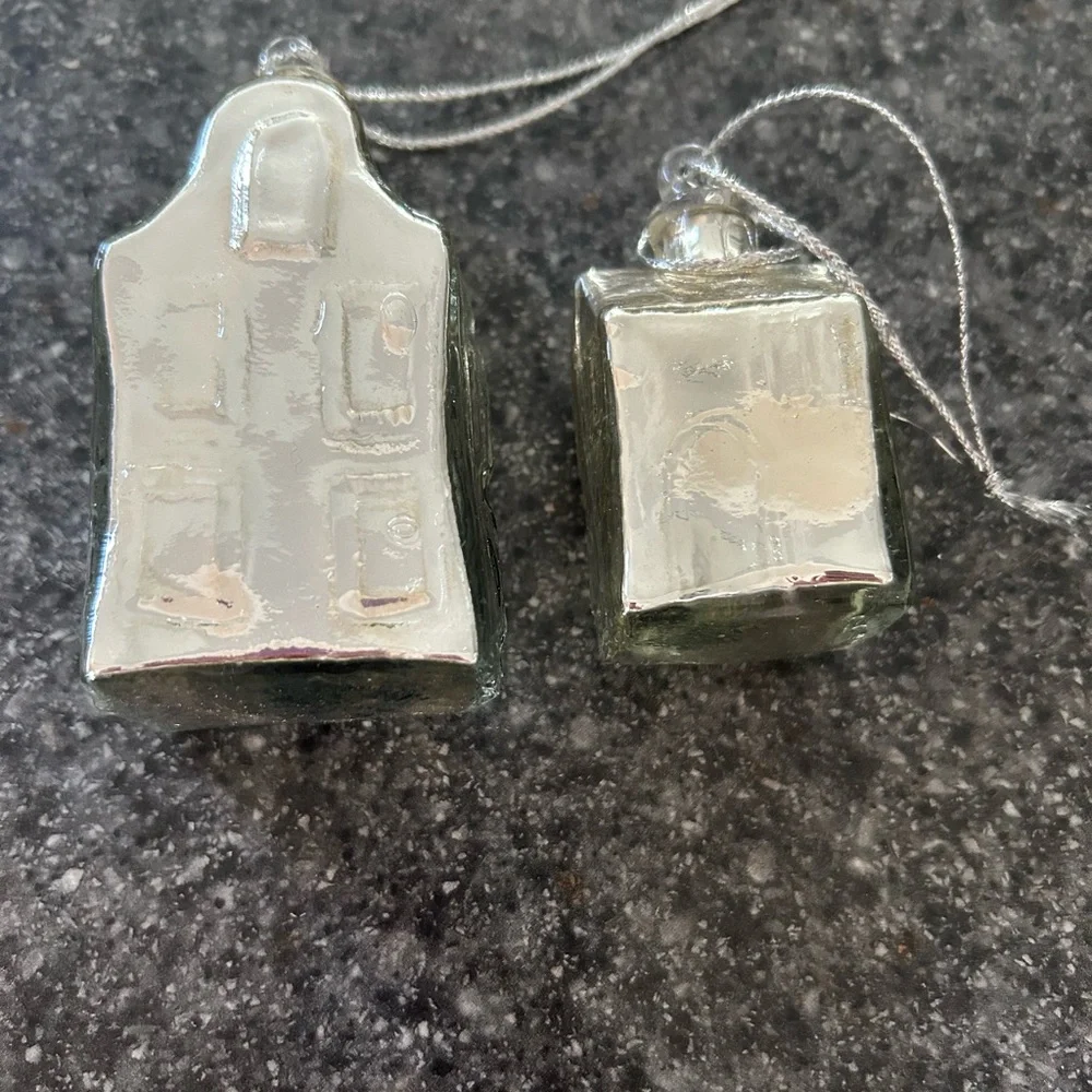 Crate& Barrel Two Mercury Village Ornaments